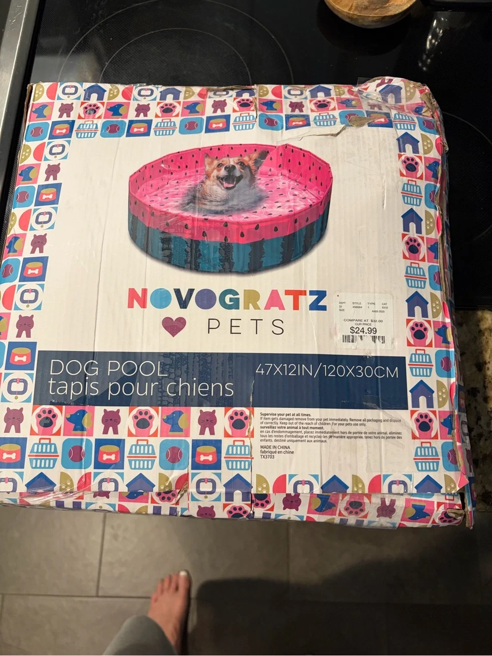 Novogratz Pets Pink Watermelon Dog Pool